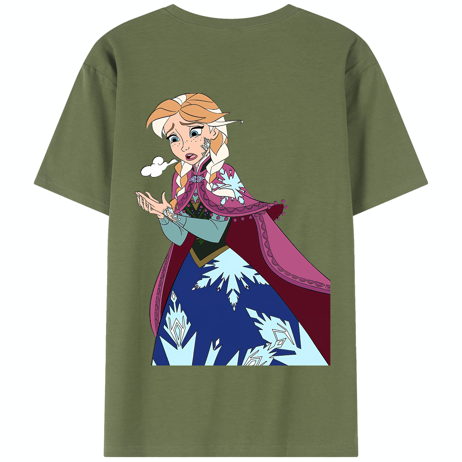 （画像用） アナと雪の女王 アンナ エルサ Frozen Anna Elsa 綿100％半袖Tシャツ（背面プリント）